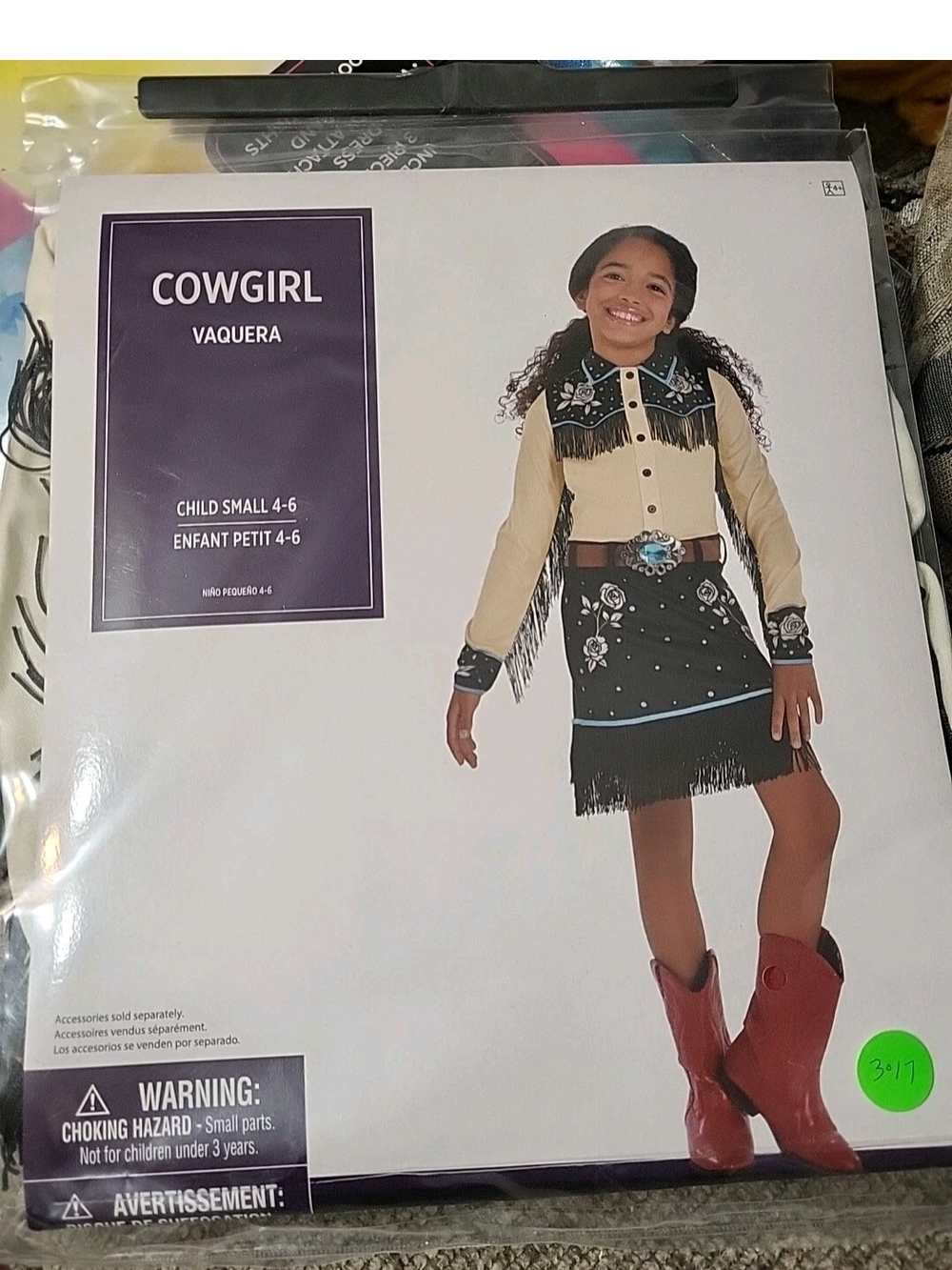 Rubie's Cowgirl Costume in Beige & Black with Turquoise Accents - Picture 1 of 2